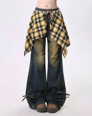 VILZSTUDIOS Y2K Flared Shirt-Tie Baggy Jeans product image