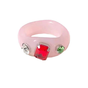 VILZSTUDIOS Stylish acrylic ring with rhinestones