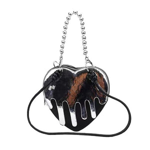 VILZSTUDIOS Heart-shaped handbag with silver drip design