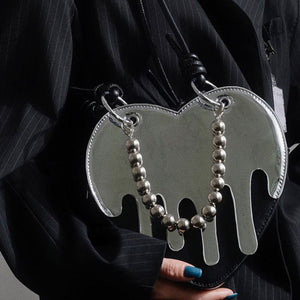 VILZSTUDIOS Heart-shaped handbag with silver drip design