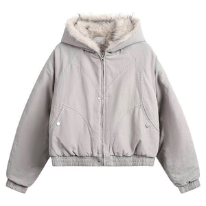 VILZSTUDIOS Cropped bomber jacket with faux fur collar