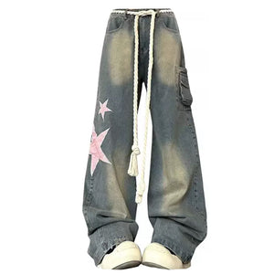 VILZSTUDIOS Y2K inspired star design denim jeans