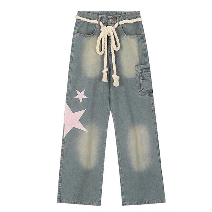 VILZSTUDIOS Y2K inspired star design denim jeans