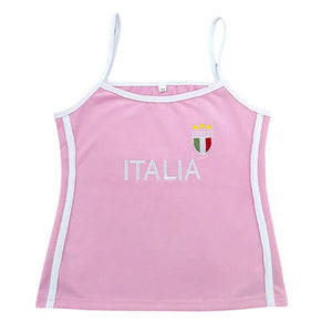 VILZSTUDIOS Y2K Italia embroidery casual top in soft pink