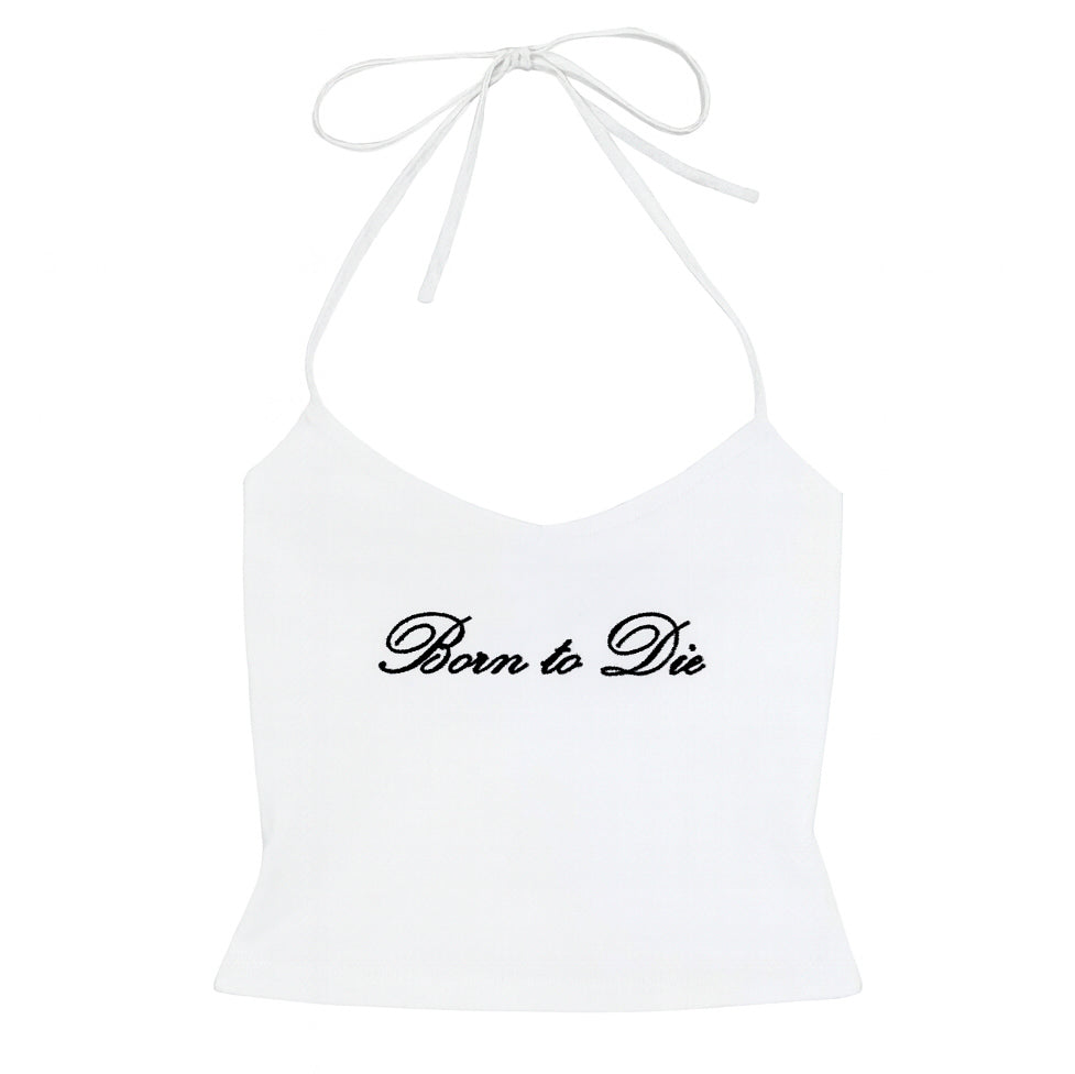 VILZSTUDIOS Stylish Y2K halter top with lace detailing