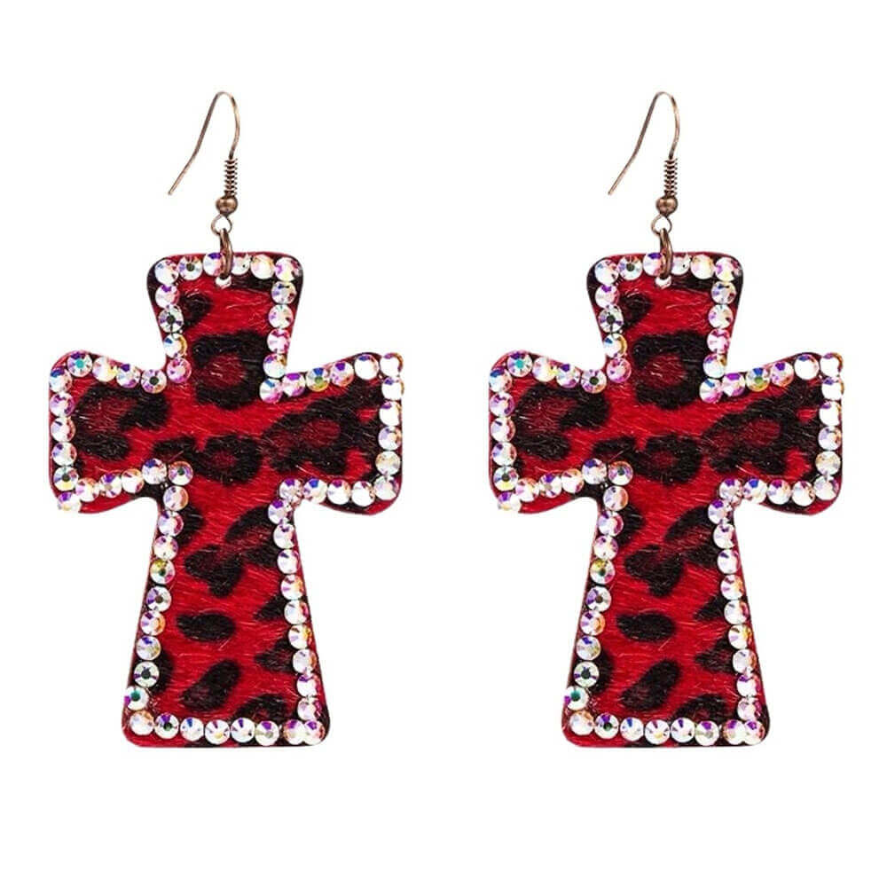 VILZSTUDIOS Stylish leopard cross earrings for fashion enthusiasts