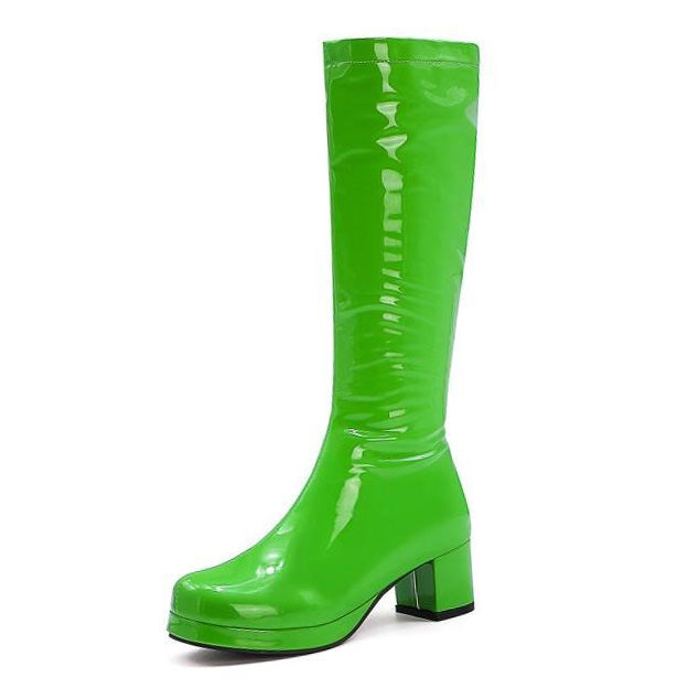 VILZSTUDIOS Stylish neon vinyl platform boots