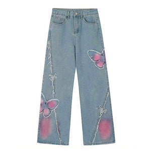 VILZSTUDIOS Wide leg jeans with butterfly print