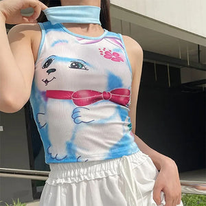 VILZSTUDIOS Fashionable tank top featuring a playful puppy design