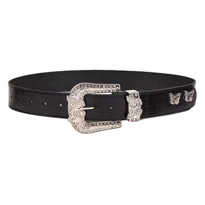 VILZSTUDIOS Stylish rhinestone butterfly vegan leather belt