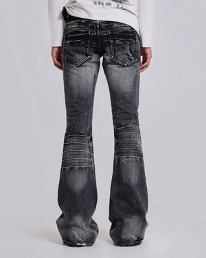 VILZSTUDIOS Flare jeans with ripped details and vintage wash