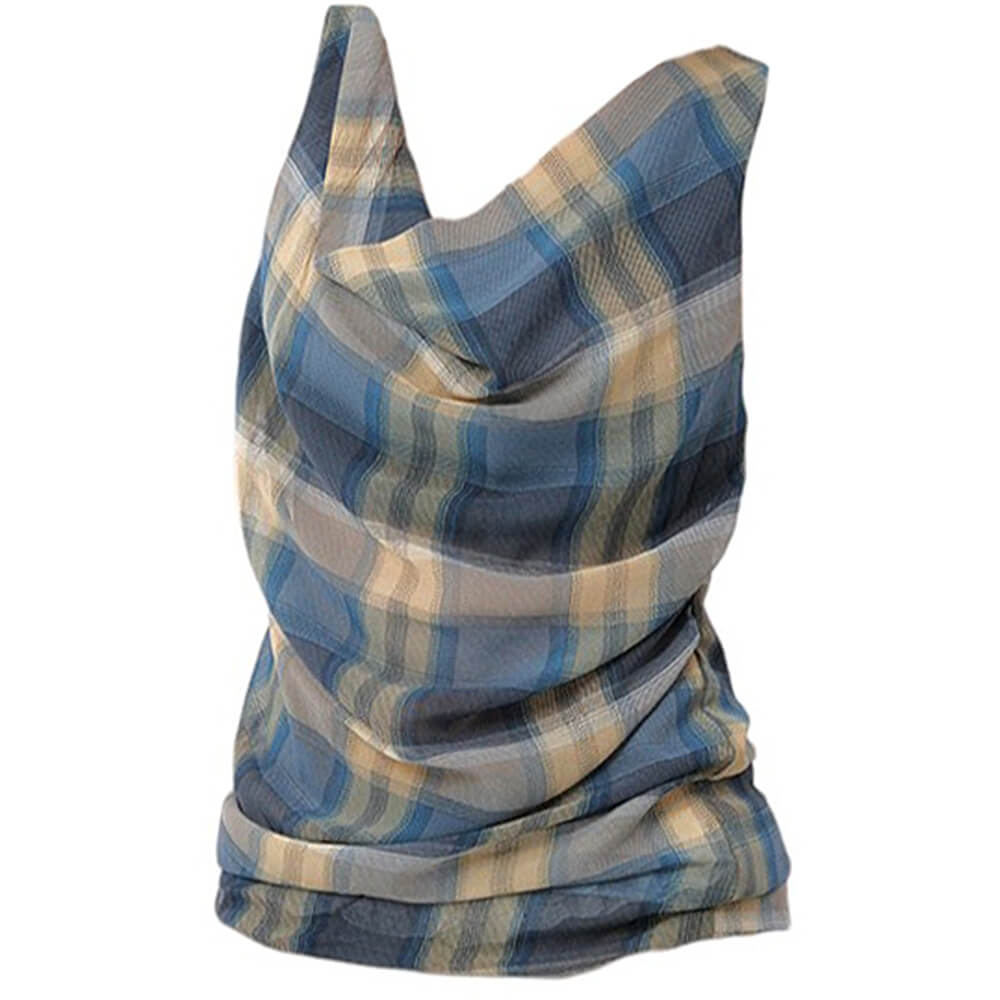 VILZSTUDIOS Y2K style sheer plaid tank top