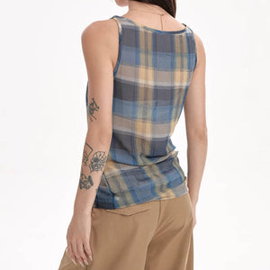 VILZSTUDIOS Y2K style sheer plaid tank top