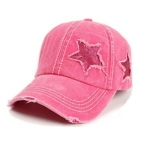 VILZSTUDIOS Denim baseball cap with glitter star design