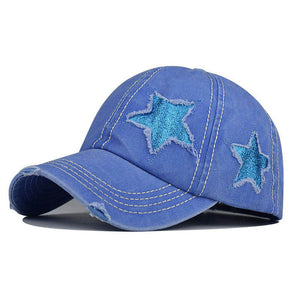 VILZSTUDIOS Denim baseball cap with glitter star design