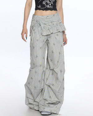 VILZSTUDIOS Fashionable parachute pants with star prints