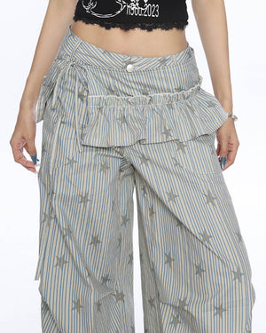 VILZSTUDIOS Fashionable parachute pants with star prints