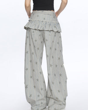 VILZSTUDIOS Fashionable parachute pants with star prints