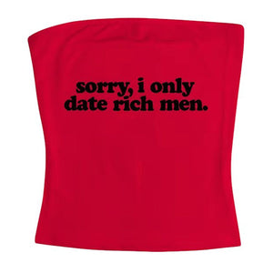 VILZSTUDIOS Fashionable Y2K tube top with bold text design