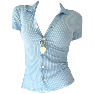VILZSTUDIOS Y2K vertical stripe tailored shirt