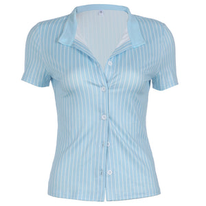 VILZSTUDIOS Y2K vertical stripe tailored shirt
