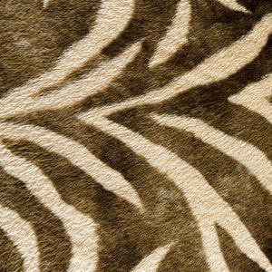 VILZSTUDIOS earth-toned zebra-stripe and mottled marble fleece fitted sheet with contrasting plush trim