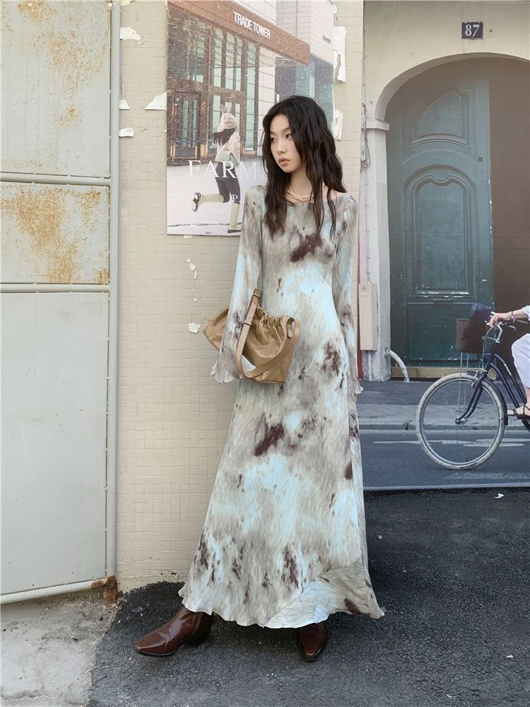 VILZSTUDIOS Pleated French Designer Maxi Dress