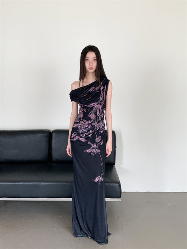 Elegant Floral Off Shoulder Maxi Dress