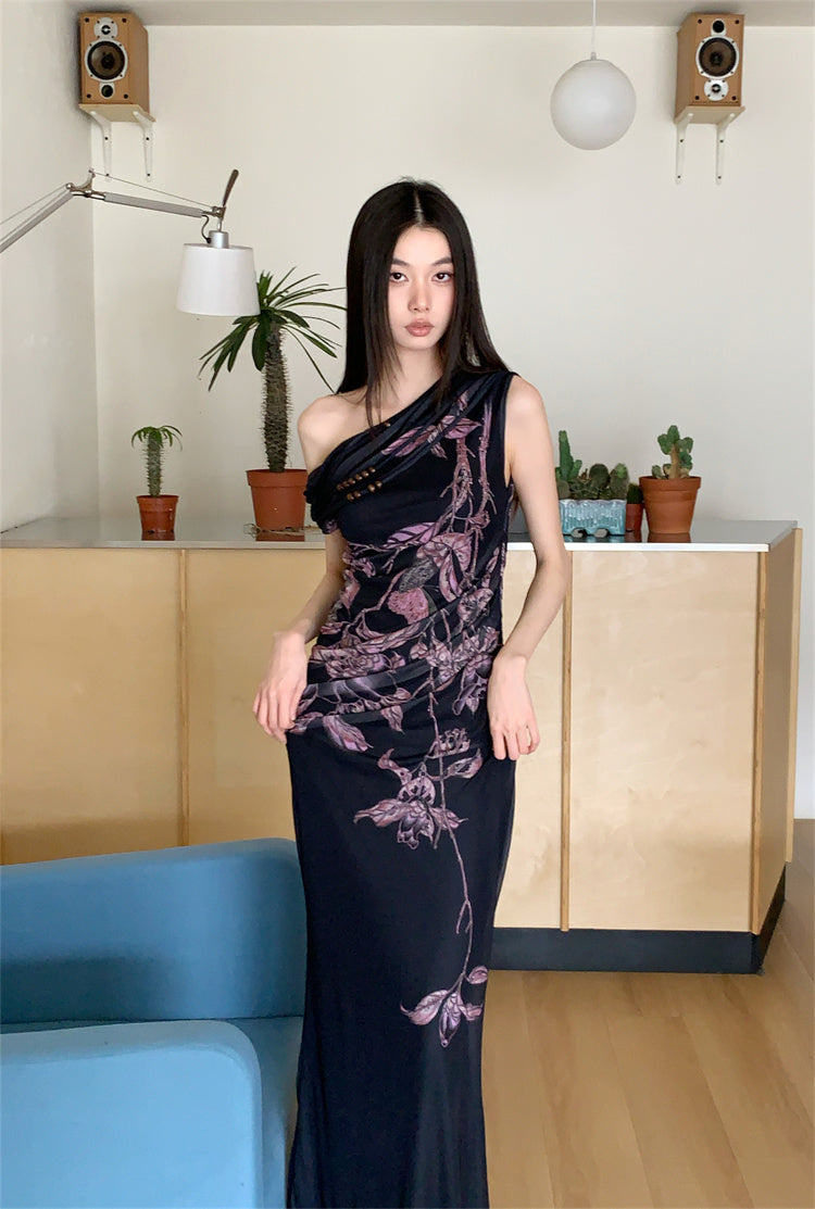 VILZSTUDIOS Elegant Floral Off Shoulder Maxi Dress