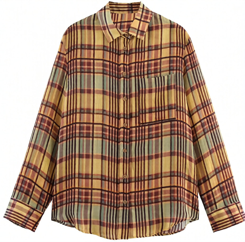 VILZSTUDIOS Plaid Oversized Linen Shirt