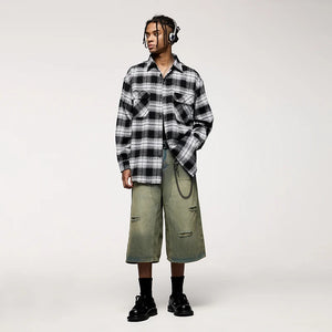 VILZSTUDIOS Plaid Woolen Jacket Mens Shirt