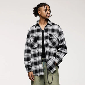 VILZSTUDIOS Plaid Woolen Jacket Mens Shirt