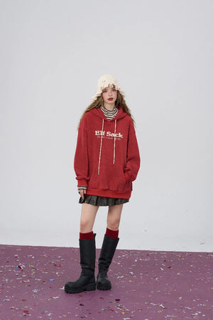 VILZSTUDIOS Red Retro Striped Turtleneck Hoodie