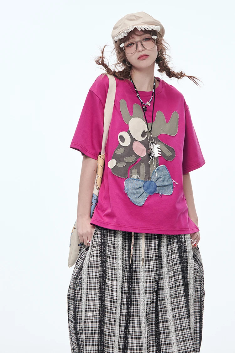 VILZSTUDIOS Cute Deer Cartoon Printed T-Shirt