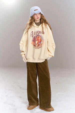 VILZSTUDIOS Sweet Preppy Style Cartoon Print Hoodie
