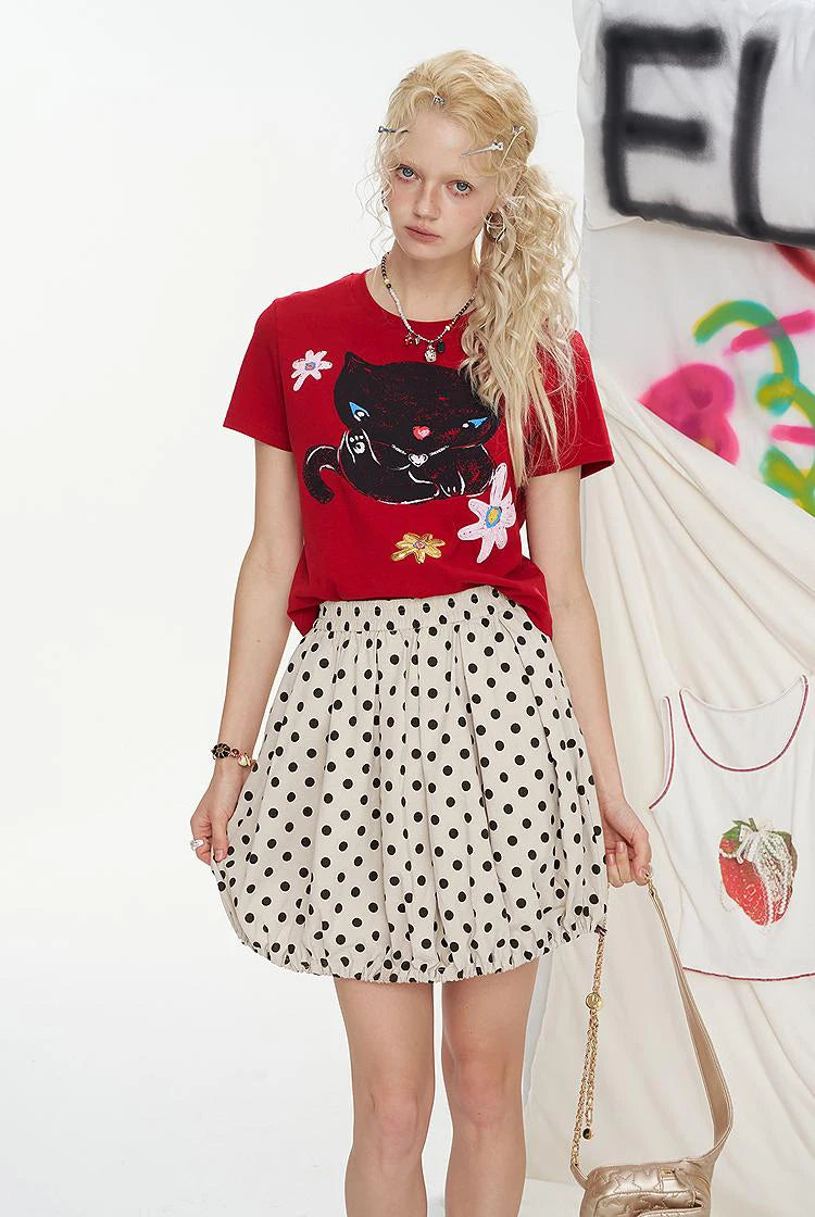 VILZSTUDIOS Chic High Waisted Dotted Skirt