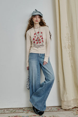 VILZSTUDIOS Strawberry Party Long Sleeve Slim Top