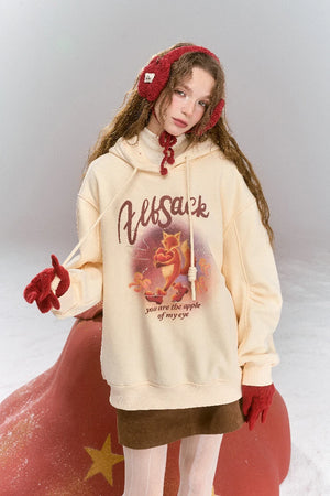 VILZSTUDIOS Sweet Preppy Style Cartoon Print Hoodie