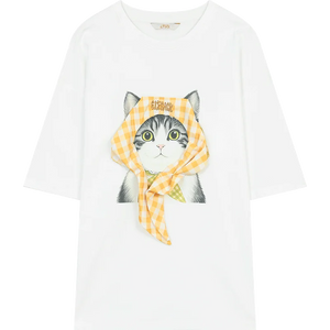 VILZSTUDIOS Vivid Cat Print Graphic Design T-Shirt