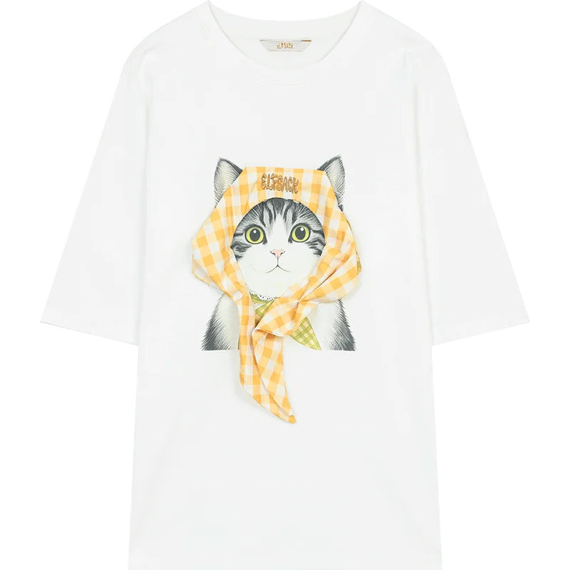 VILZSTUDIOS Vivid Cat Print Graphic Design T-Shirt