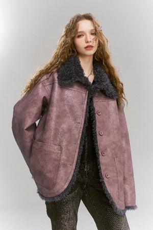 VILZSTUDIOS Retro Pink Reversible Leather Jacket
