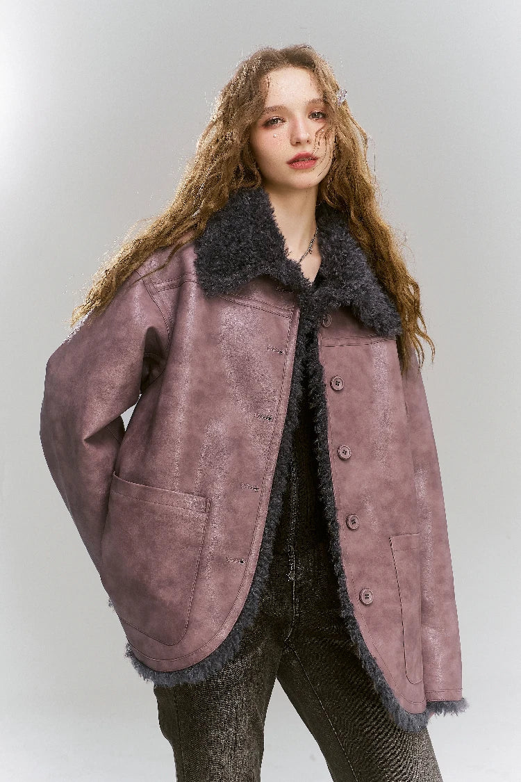 VILZSTUDIOS Retro Pink Reversible Leather Jacket