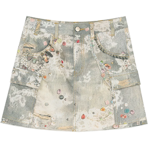 VILZSTUDIOS Original Print High Waist A-Line Mini Skirt