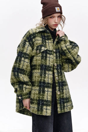 VILZSTUDIOS Retro Lapel Thickened Plaid Jacket
