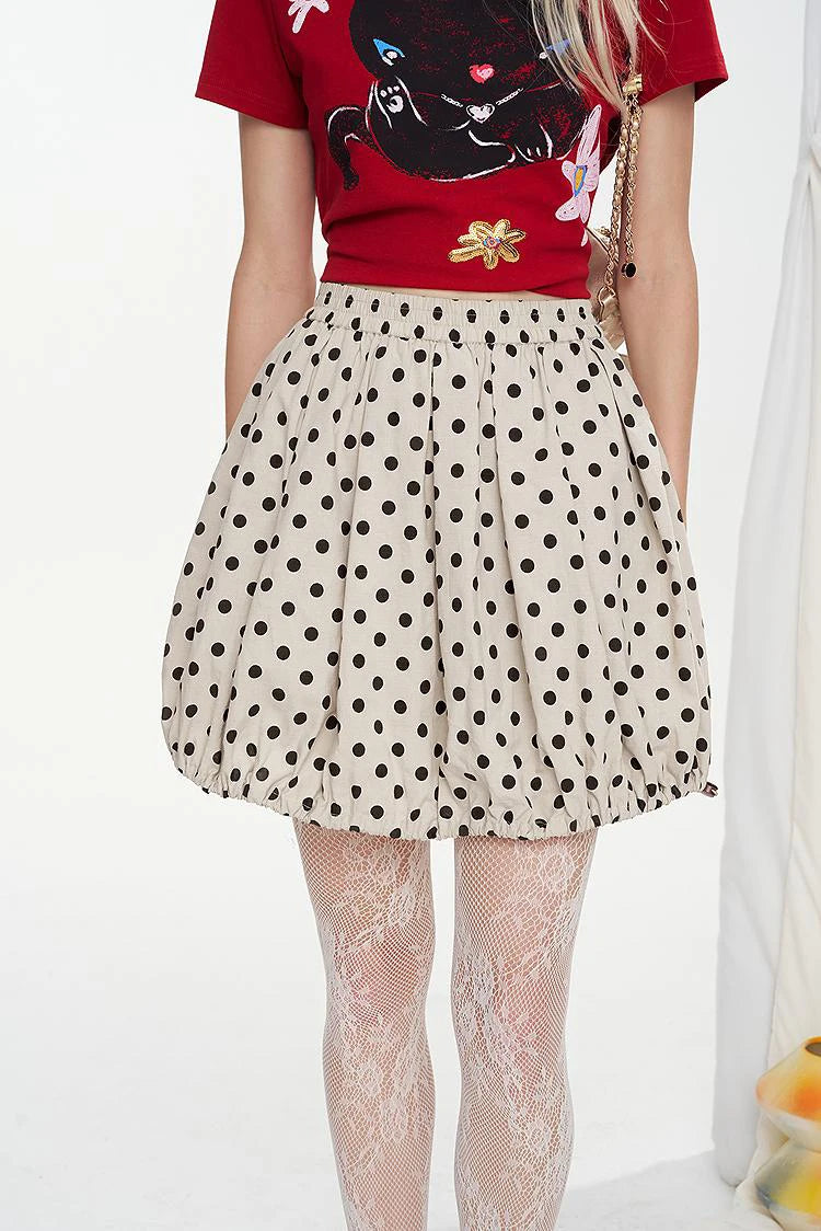 VILZSTUDIOS Chic High Waisted Dotted Skirt