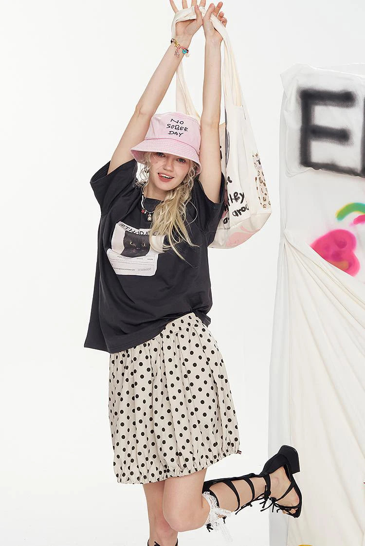 VILZSTUDIOS Chic High Waisted Dotted Skirt