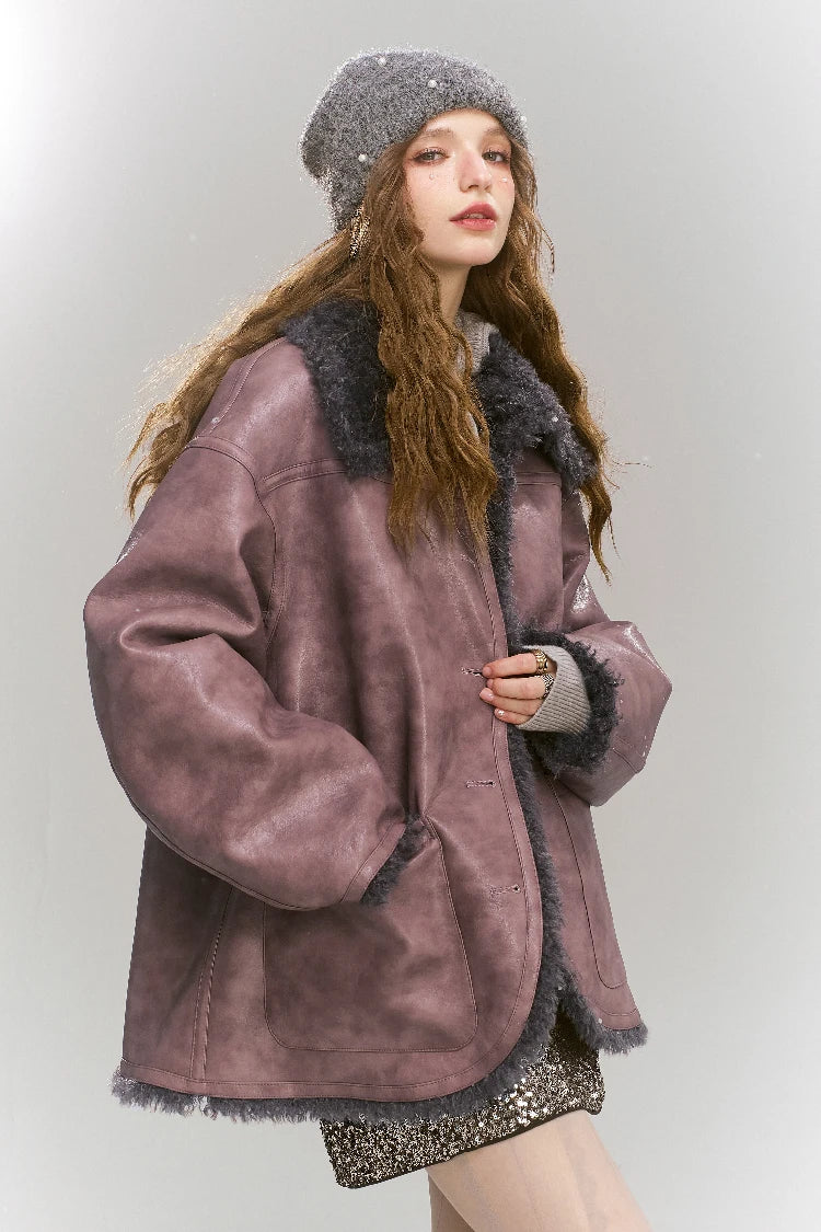 VILZSTUDIOS Retro Pink Reversible Leather Jacket