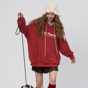 VILZSTUDIOS Red Retro Striped Turtleneck Hoodie