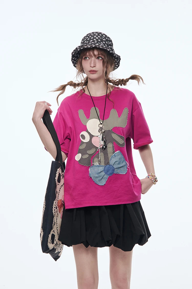 VILZSTUDIOS Cute Deer Cartoon Printed T-Shirt