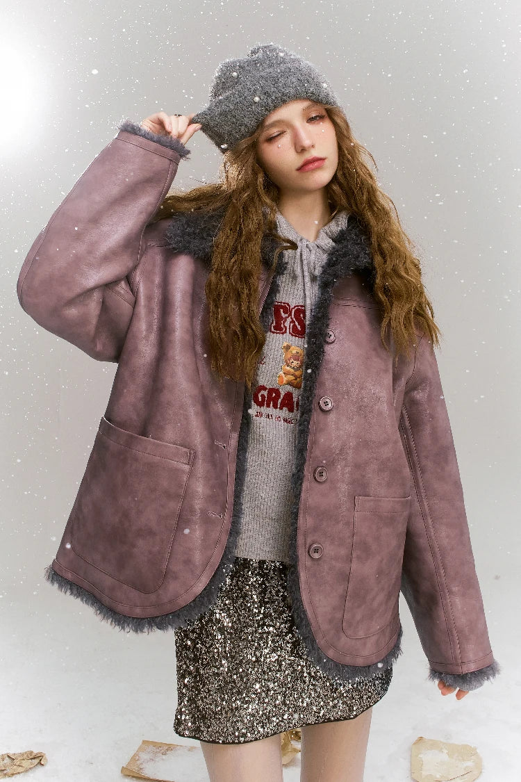 VILZSTUDIOS Retro Pink Reversible Leather Jacket